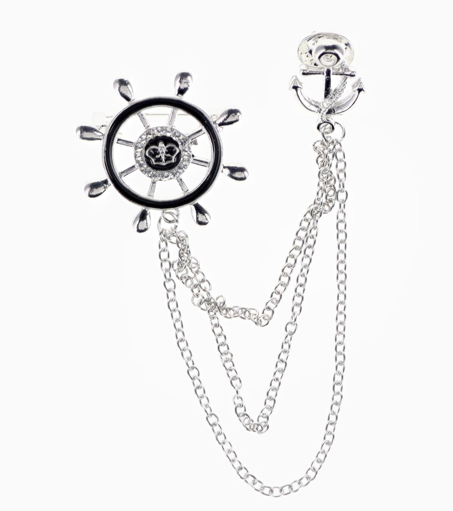 Vittorio Vico Men's Design Brooch in Gift Box - Silver Ship's Wheel - Brooche - Vittorio Vico