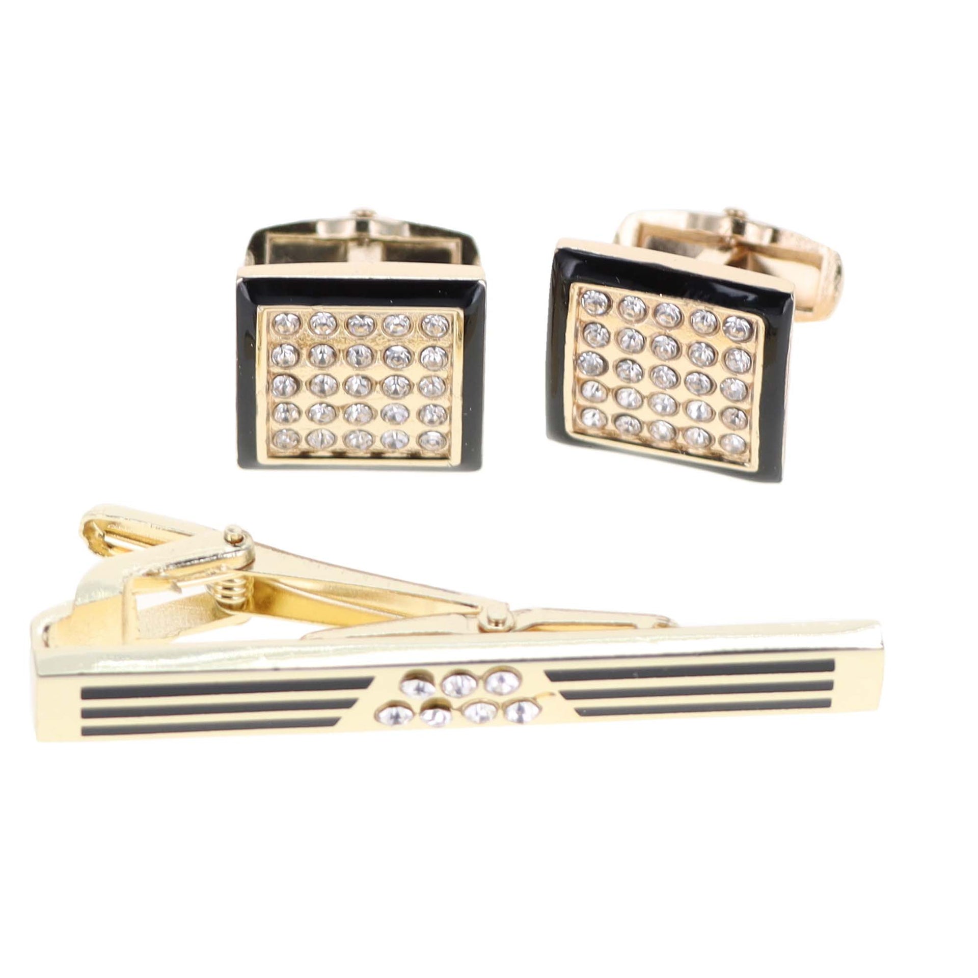 Vittorio Vico Men's Enamel Cufflink & Tie Bar Set in Gift Box - CE-001 - Cufflink & Tiebar Set - Vittorio Vico