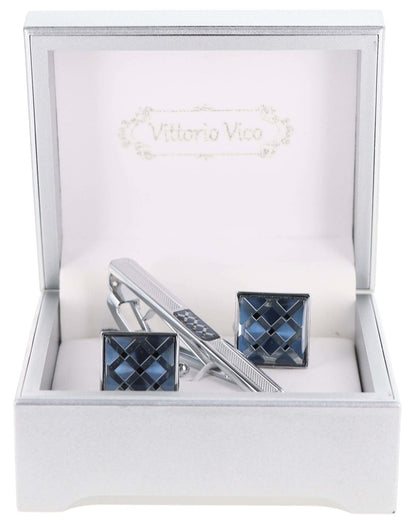 Vittorio Vico Men's Enamel Cufflink & Tie Bar Set in Gift Box - CE-001 - Cufflink & Tiebar Set - Vittorio Vico