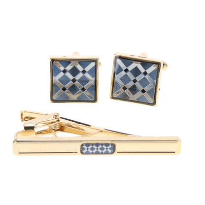 Vittorio Vico Men's Enamel Cufflink & Tie Bar Set in Gift Box - CE-003 - Cufflink & Tiebar Set - Vittorio Vico