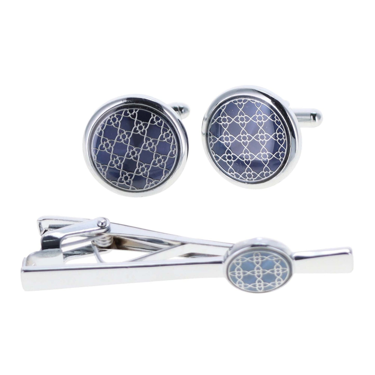 Vittorio Vico Men's Enamel Cufflink & Tie Bar Set in Gift Box - CE-012 - Cufflink & Tiebar Set - Vittorio Vico