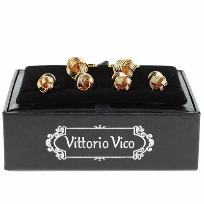 Vittorio Vico Men's Gold Cufflink & Stud Sets in Gift Box - Gold (FS-105) - Cufflink & Stud Sets - Vittorio Vico