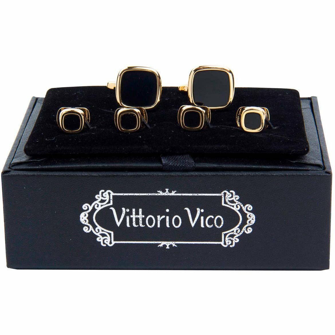 Vittorio Vico Men's Gold Cufflink & Stud Sets in Gift Box - Gold (FS-145) - Cufflink & Stud Sets - Vittorio Vico