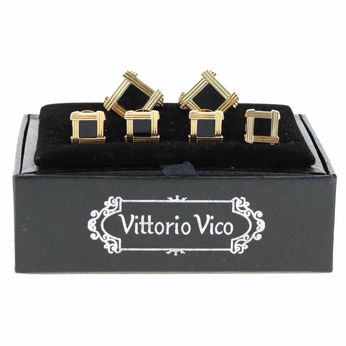Vittorio Vico Men's Gold Cufflink & Stud Sets in Gift Box - Gold (FS-156) - Cufflink & Stud Sets - Vittorio Vico
