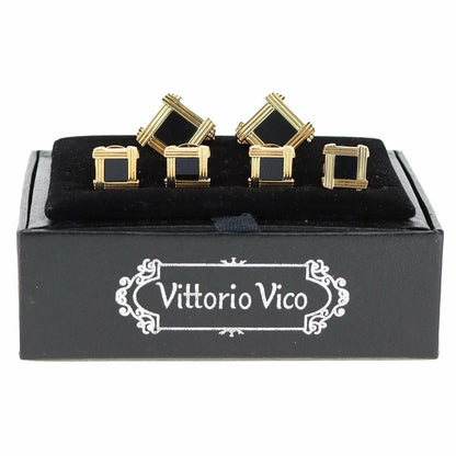 Vittorio Vico Men's Gold Cufflink & Stud Sets in Gift Box - Gold (FS-156) - Cufflink & Stud Sets - Vittorio Vico