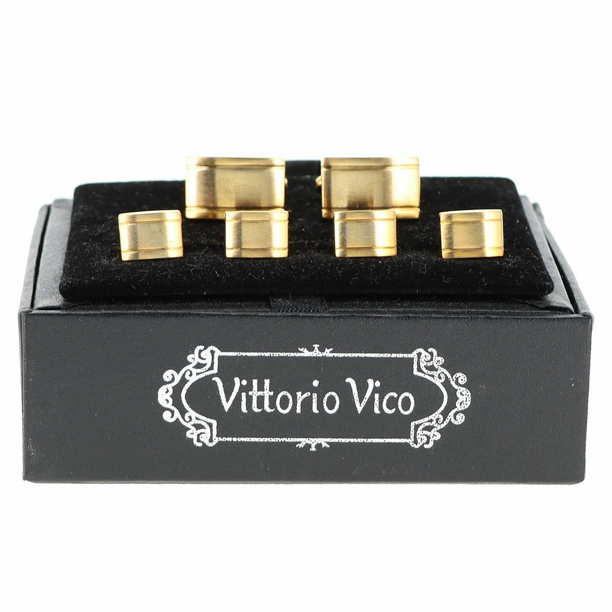 Vittorio Vico Men's Gold Cufflink & Stud Sets in Gift Box - Gold (FS-157) - Cufflink & Stud Sets - Vittorio Vico