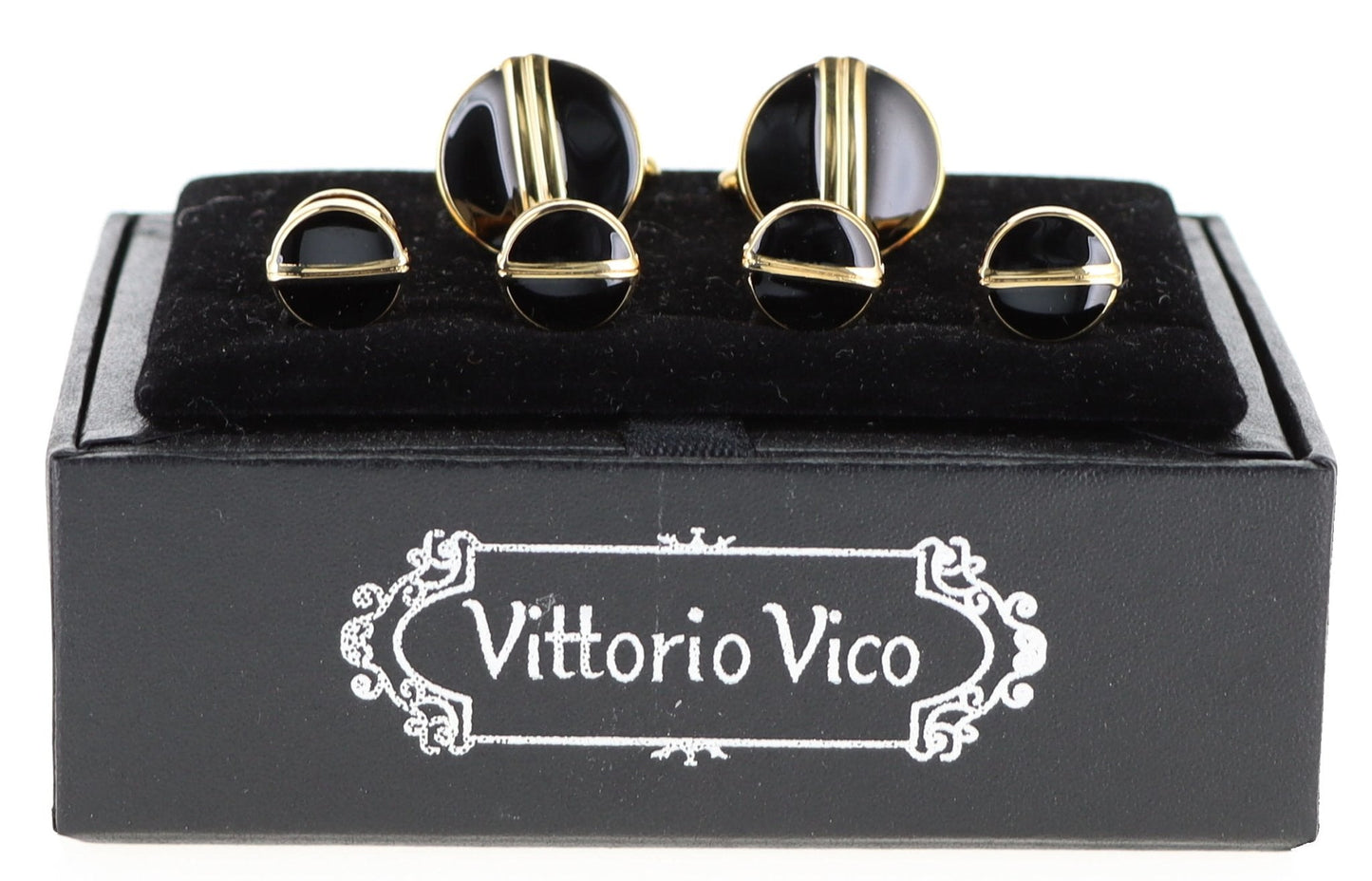 Vittorio Vico Men's Gold Cufflink & Stud Sets in Gift Box - Gold (FS-20) - Cufflink & Stud Sets - Vittorio Vico