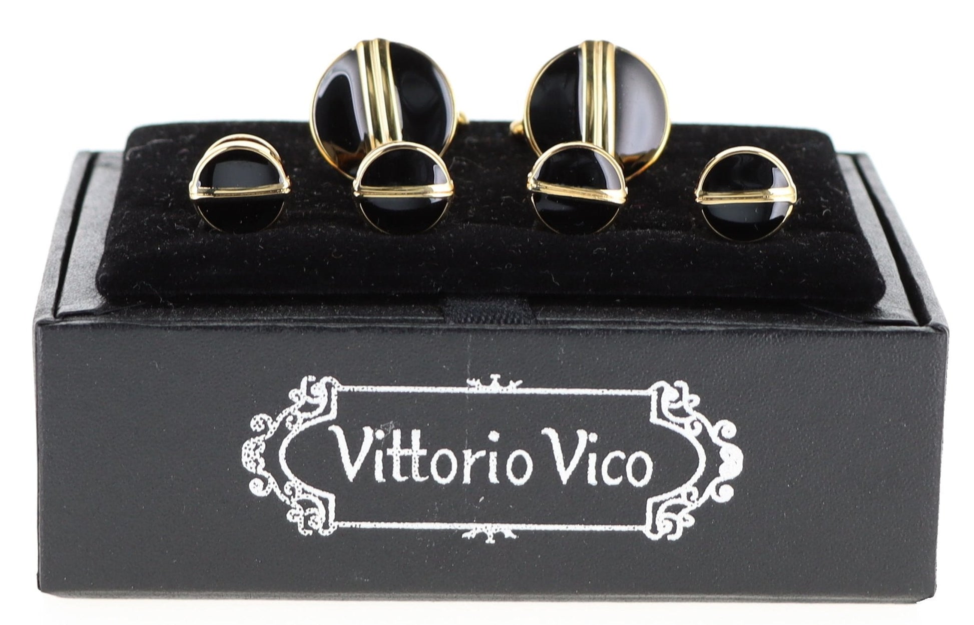 Vittorio Vico Men's Gold Cufflink & Stud Sets in Gift Box - Gold (FS-20) - Cufflink & Stud Sets - Vittorio Vico