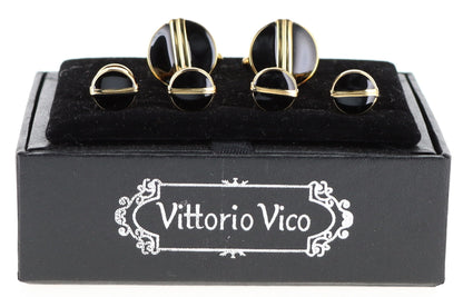 Vittorio Vico Men's Gold Cufflink & Stud Sets in Gift Box - Gold (FS-20) - Cufflink & Stud Sets - Vittorio Vico