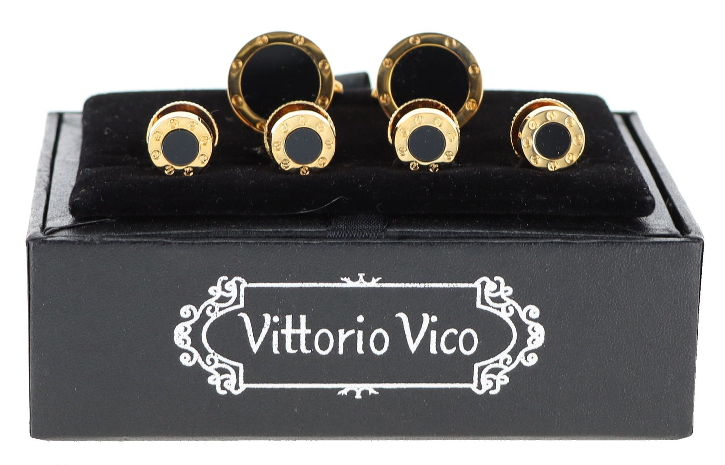 Vittorio Vico Men's Gold Cufflink & Stud Sets in Gift Box - Gold (FS-20) - Cufflink & Stud Sets - Vittorio Vico