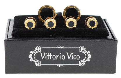 Vittorio Vico Men's Gold Cufflink & Stud Sets in Gift Box - Gold (FS-20) - Cufflink & Stud Sets - Vittorio Vico