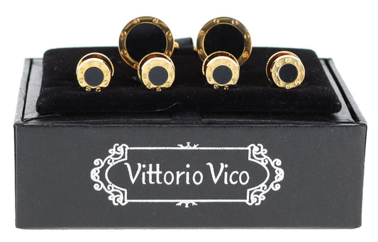 Vittorio Vico Men's Gold Cufflink & Stud Sets in Gift Box - Gold (FS-20) - Cufflink & Stud Sets - Vittorio Vico