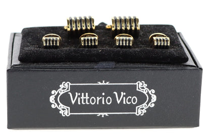Vittorio Vico Men's Gold Cufflink & Stud Sets in Gift Box - Gold (FS-20) - Cufflink & Stud Sets - Vittorio Vico