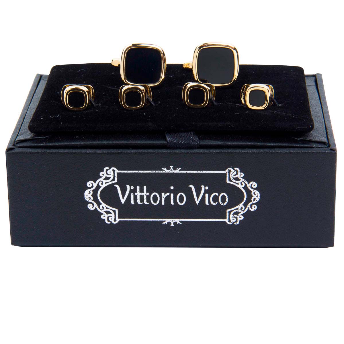 Vittorio Vico Men's Gold Cufflink & Stud Sets in Gift Box - Gold (FS-20) - Cufflink & Stud Sets - Vittorio Vico