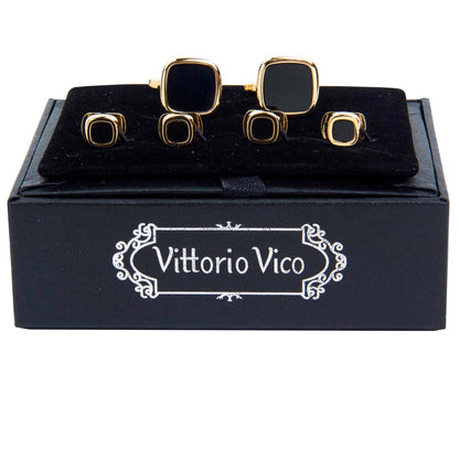 Vittorio Vico Men's Gold Cufflink & Stud Sets in Gift Box - Gold (FS-20) - Cufflink & Stud Sets - Vittorio Vico