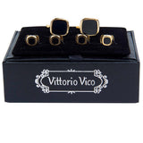 Vittorio Vico Men's Gold Cufflink & Stud Sets in Gift Box - Gold (FS-20) - Cufflink & Stud Sets - Vittorio Vico