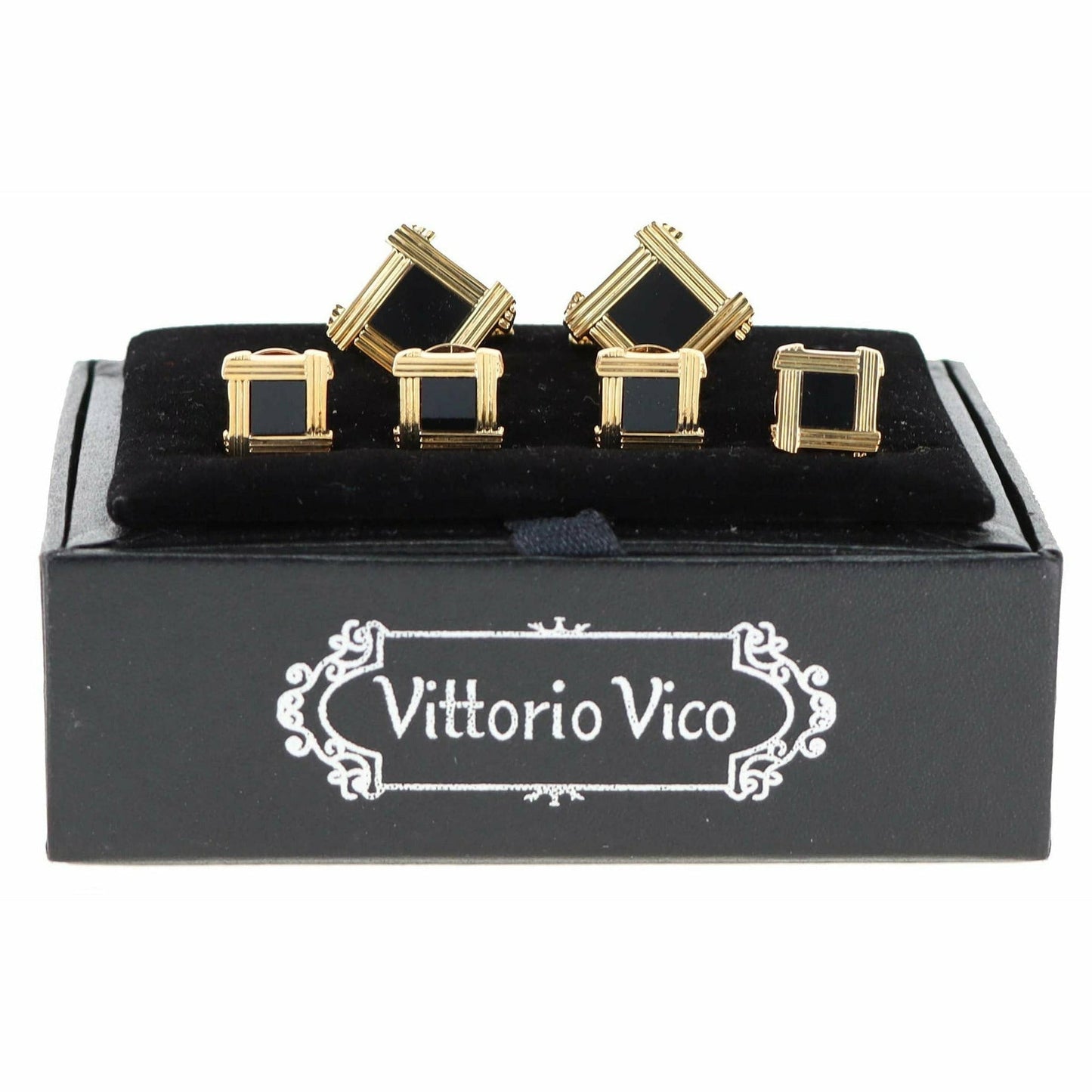 Vittorio Vico Men's Gold Cufflink & Stud Sets in Gift Box - Gold (FS-20) - Cufflink & Stud Sets - Vittorio Vico