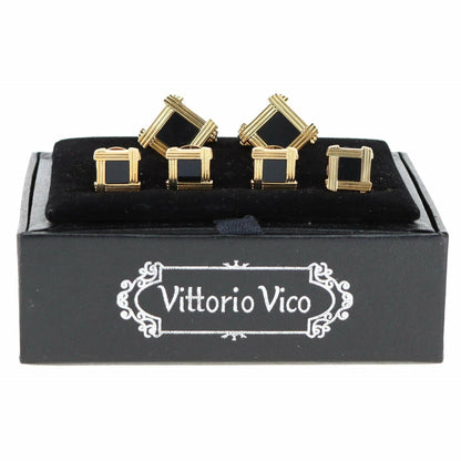 Vittorio Vico Men's Gold Cufflink & Stud Sets in Gift Box - Gold (FS-20) - Cufflink & Stud Sets - Vittorio Vico