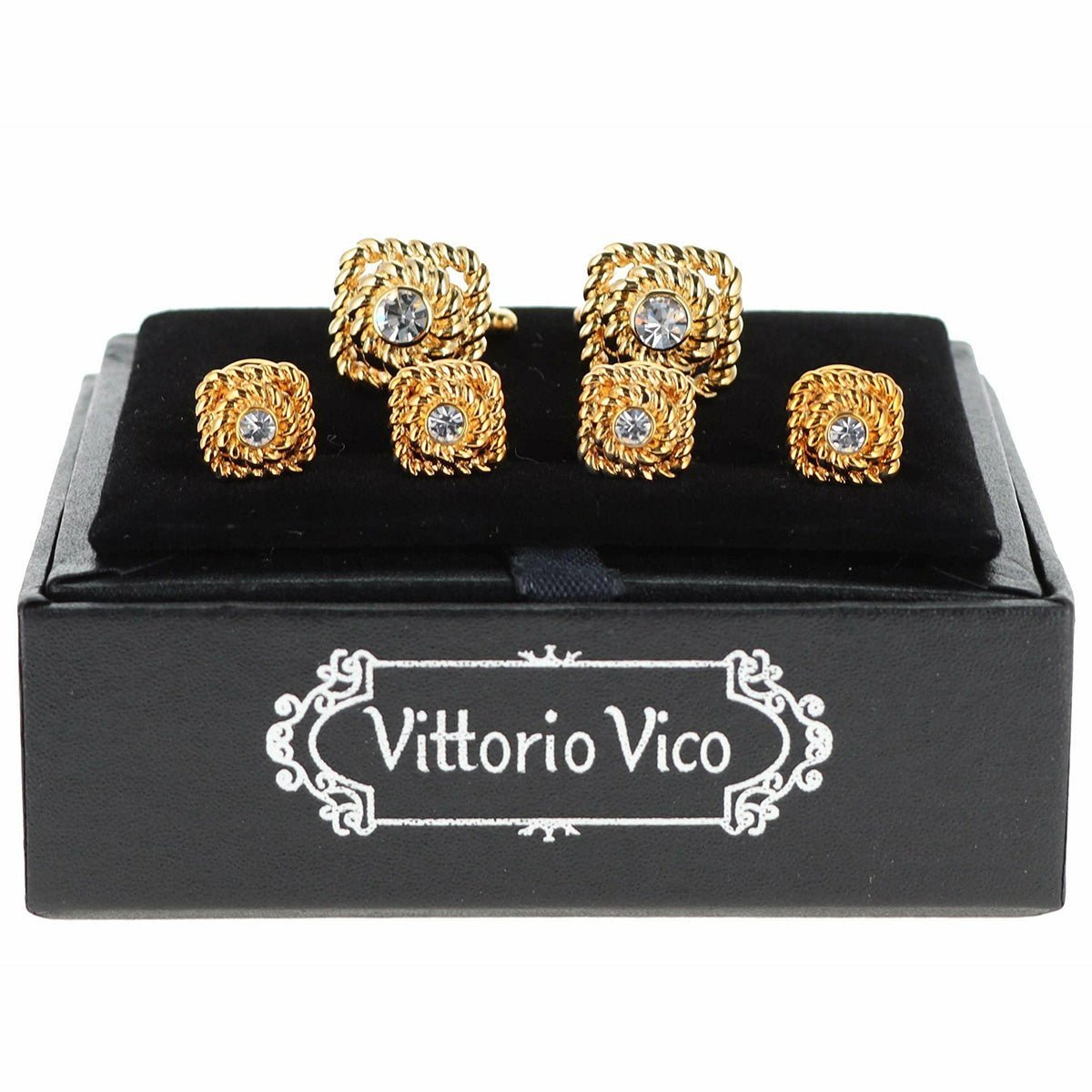 Vittorio Vico Men's Gold Cufflink & Stud Sets in Gift Box - Gold (FS-213) - Cufflink & Stud Sets - Vittorio Vico