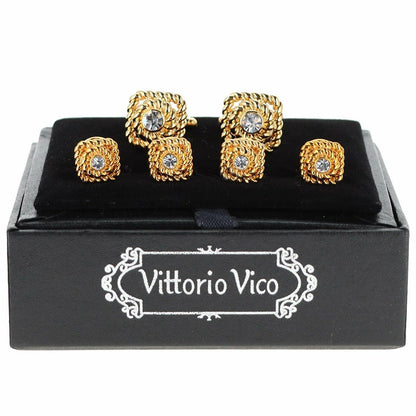Vittorio Vico Men's Gold Cufflink & Stud Sets in Gift Box - Gold (FS-213) - Cufflink & Stud Sets - Vittorio Vico