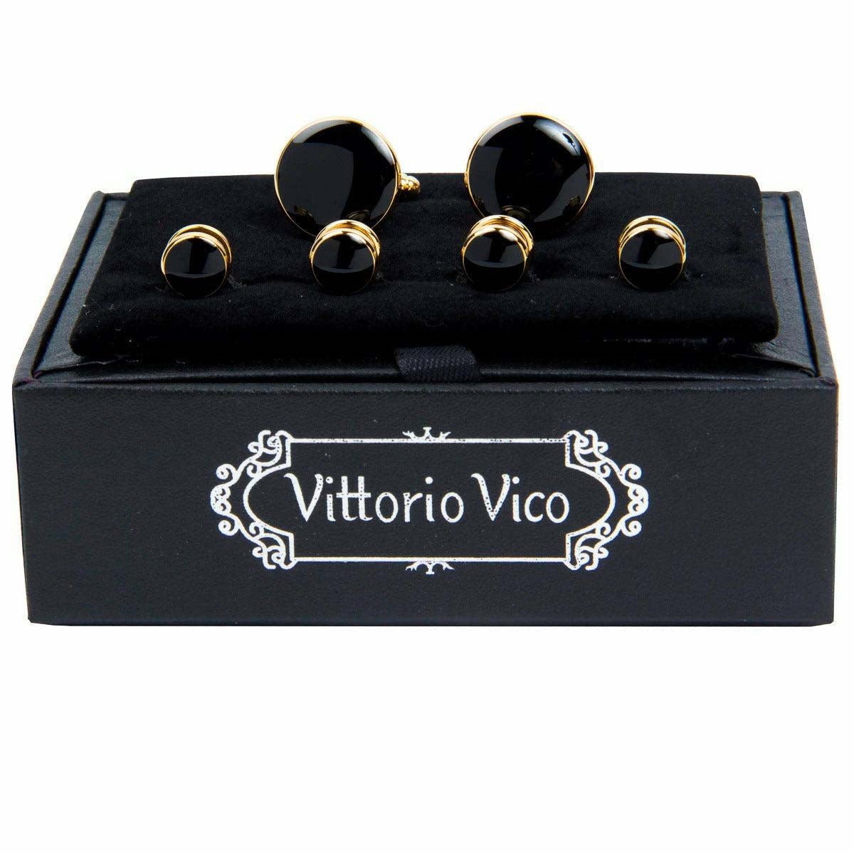 Vittorio Vico Men's Gold Cufflink & Stud Sets in Gift Box - Gold (FS-401) - Cufflink & Stud Sets - Vittorio Vico