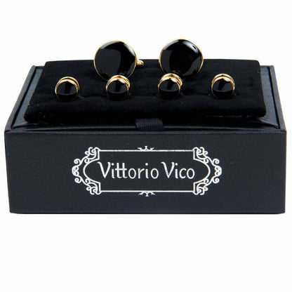 Vittorio Vico Men's Gold Cufflink & Stud Sets in Gift Box - Gold (FS-401) - Cufflink & Stud Sets - Vittorio Vico