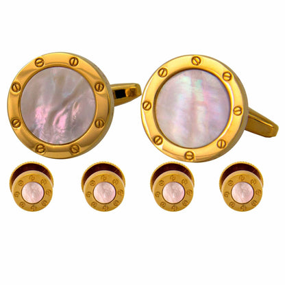 Vittorio Vico Men's Gold Cufflink & Stud Sets in Gift Box - Gold (FS-92) - Cufflink & Stud Sets - Vittorio Vico