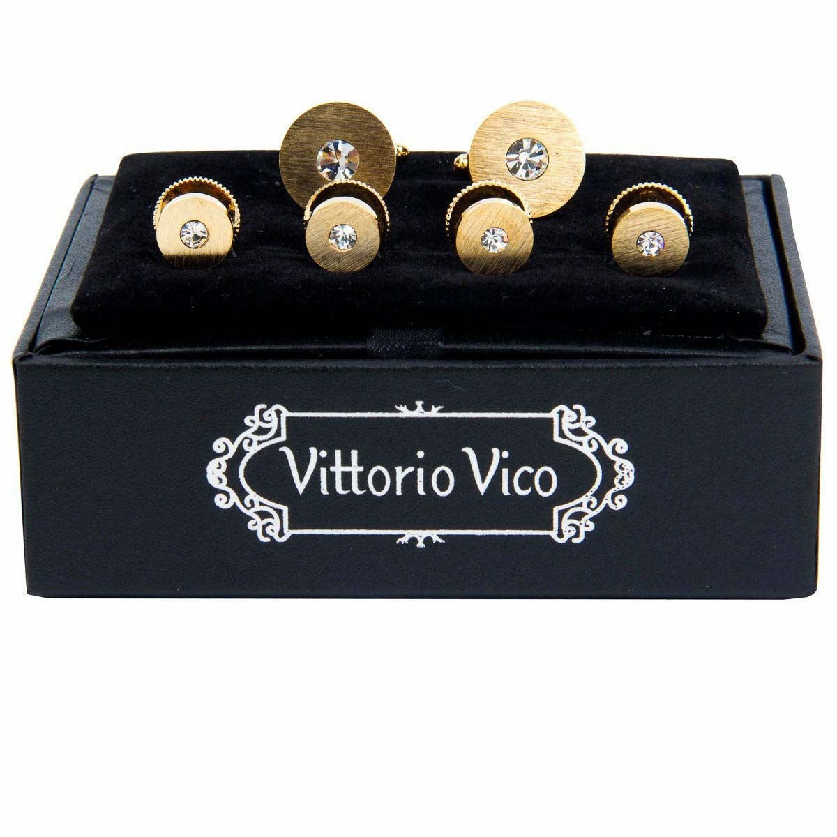 Vittorio Vico Men's Gold Cufflink & Stud Sets in Gift Box - Gold - Cufflink & Stud Sets - Vittorio Vico