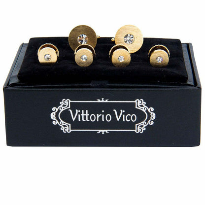 Vittorio Vico Men's Gold Cufflink & Stud Sets in Gift Box - Gold - Cufflink & Stud Sets - Vittorio Vico