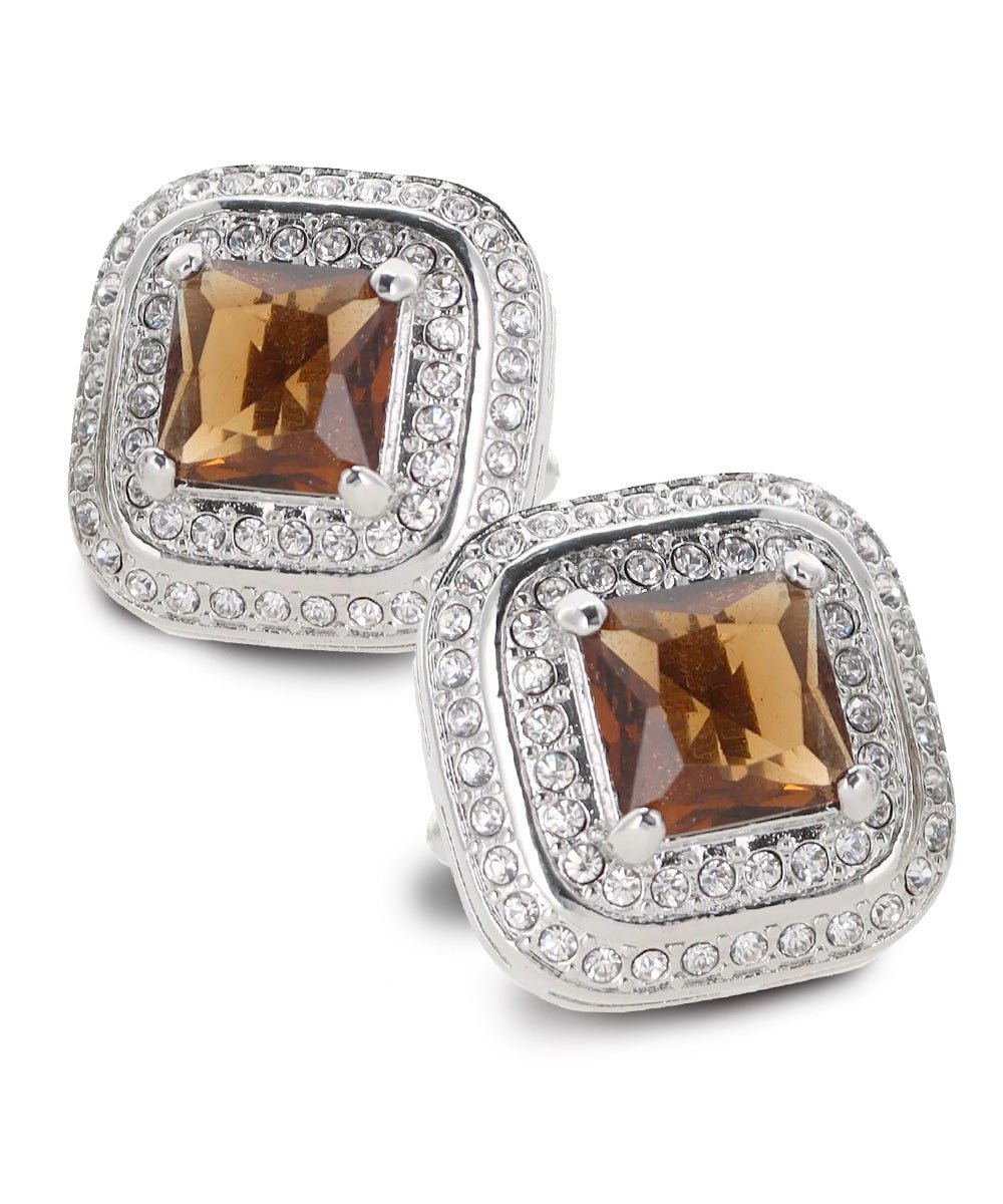 Vittorio Vico Men's Large Square Colorstone Crystal Double Diamond Set Cufflinks: CL75XX Series - Black and Gold - Cufflinks - Vittorio Vico
