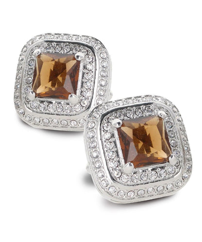 Vittorio Vico Men's Large Square Colorstone Crystal Double Diamond Set Cufflinks: CL75XX Series - Black and Gold - Cufflinks - Vittorio Vico