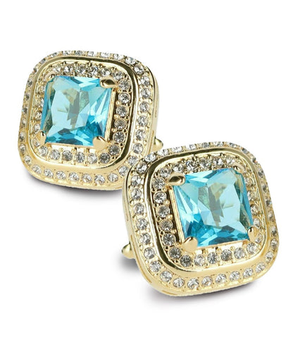 Vittorio Vico Men's Large Square Colorstone Crystal Double Diamond Set Cufflinks: CL75XX Series - Black and Silver - Cufflinks - Vittorio Vico