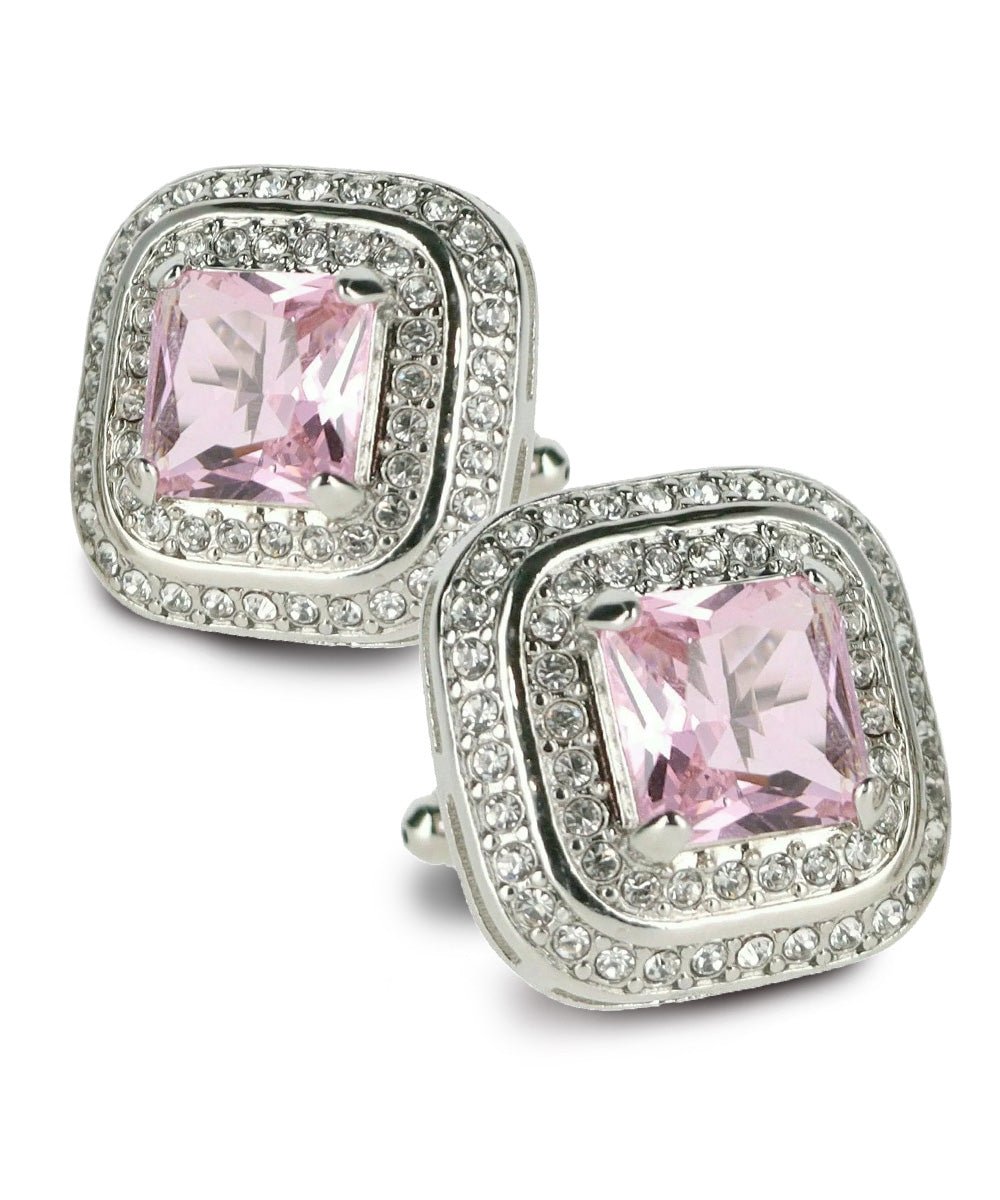 Vittorio Vico Men's Large Square Colorstone Crystal Double Diamond Set Cufflinks: CL75XX Series - Black and Silver - Cufflinks - Vittorio Vico