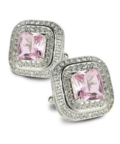 Vittorio Vico Men's Large Square Colorstone Crystal Double Diamond Set Cufflinks: CL75XX Series - Black and Silver - Cufflinks - Vittorio Vico