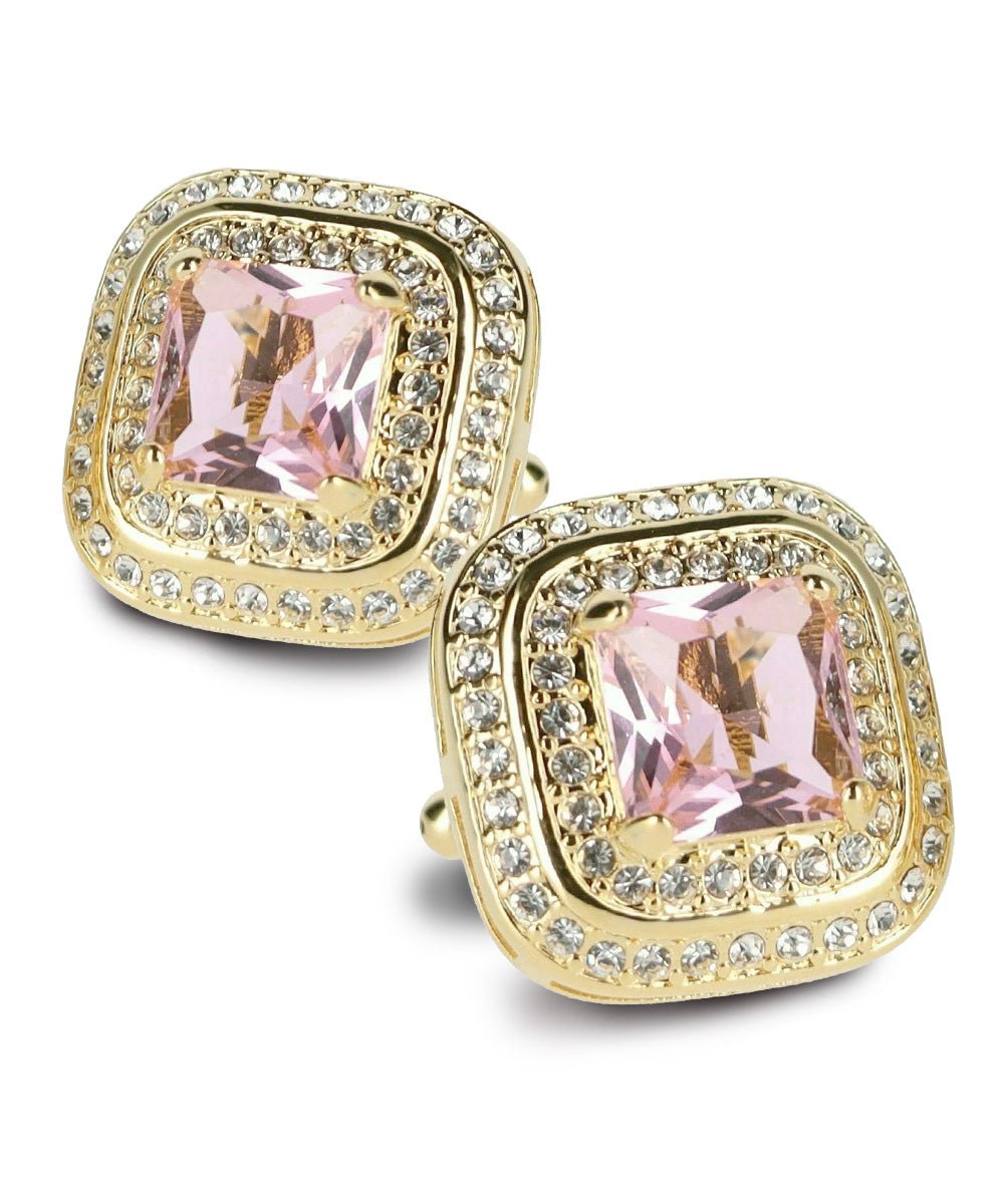 Vittorio Vico Men's Large Square Colorstone Crystal Double Diamond Set Cufflinks: CL75XX Series - Black and Silver - Cufflinks - Vittorio Vico