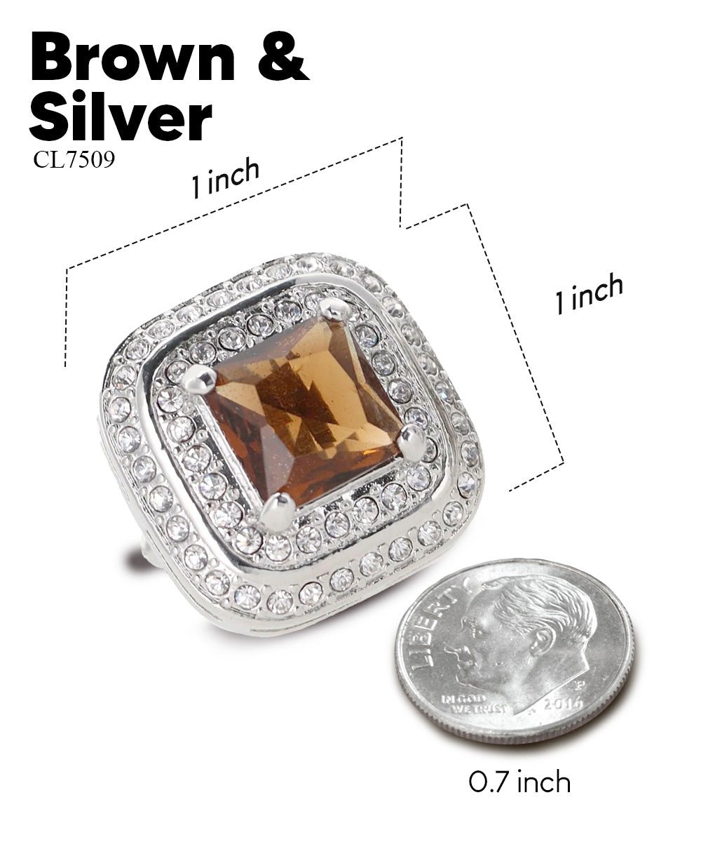 Vittorio Vico Men's Large Square Colorstone Crystal Double Diamond Set Cufflinks: CL75XX Series - Black and Silver - Cufflinks - Vittorio Vico
