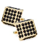 Vittorio Vico Men's Large Square Studded Colored Crystal Cufflinks: CL76XX Series - Black and Gold - Cufflinks - Vittorio Vico