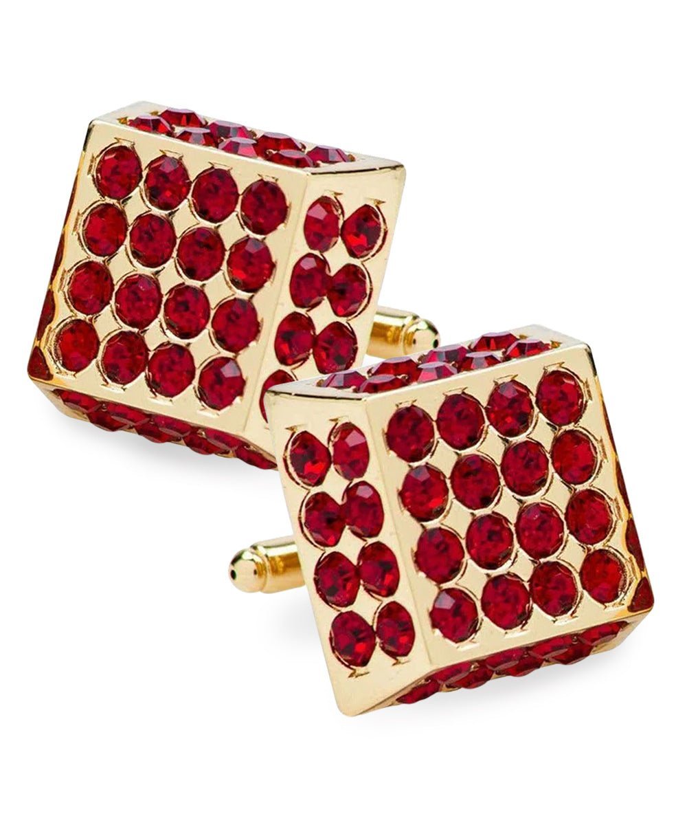 Vittorio Vico Men's Large Square Studded Colored Crystal Cufflinks: CL76XX Series - Red and Gold - Cufflinks - Vittorio Vico