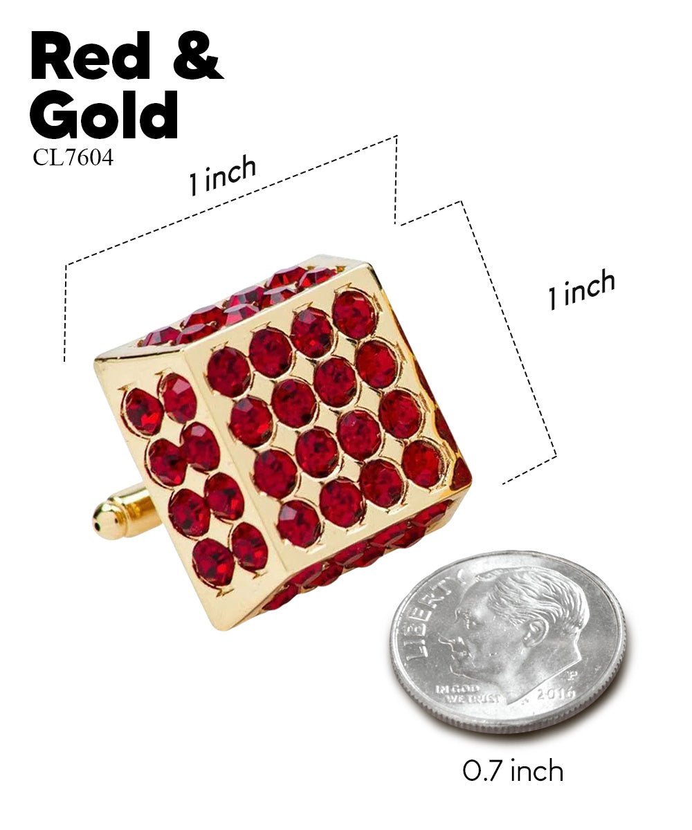 Vittorio Vico Men's Large Square Studded Colored Crystal Cufflinks: CL76XX Series - Black and Gold - Cufflinks - Vittorio Vico