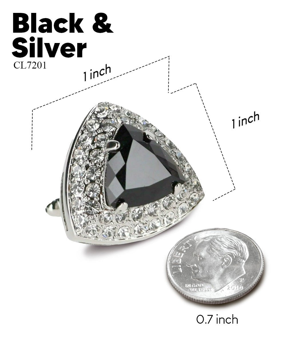 Vittorio Vico Men's Large Triangular Crystal Diamond Set Cufflinks: CL72XX Series - Black and Gold - Cufflinks - Vittorio Vico