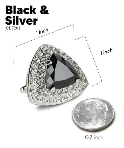 Vittorio Vico Men's Large Triangular Crystal Diamond Set Cufflinks: CL72XX Series - Black and Gold - Cufflinks - Vittorio Vico