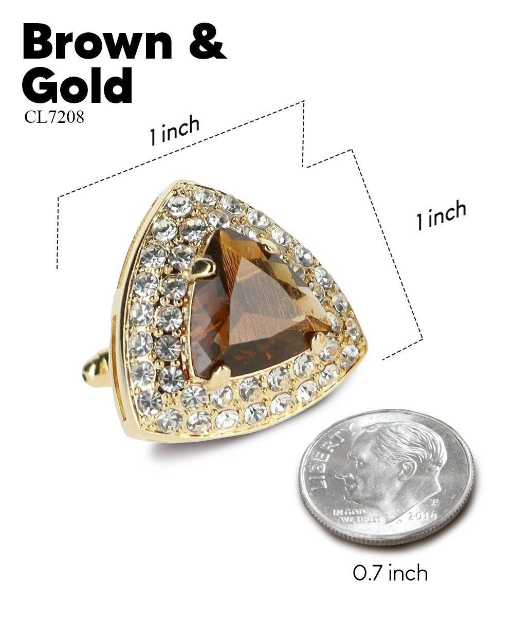 Vittorio Vico Men's Large Triangular Crystal Diamond Set Cufflinks: CL72XX Series - Black and Gold - Cufflinks - Vittorio Vico