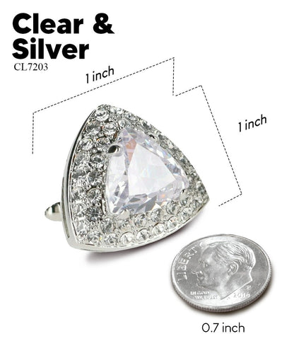 Vittorio Vico Men's Large Triangular Crystal Diamond Set Cufflinks: CL72XX Series - Clear and Silver - Cufflinks - Vittorio Vico