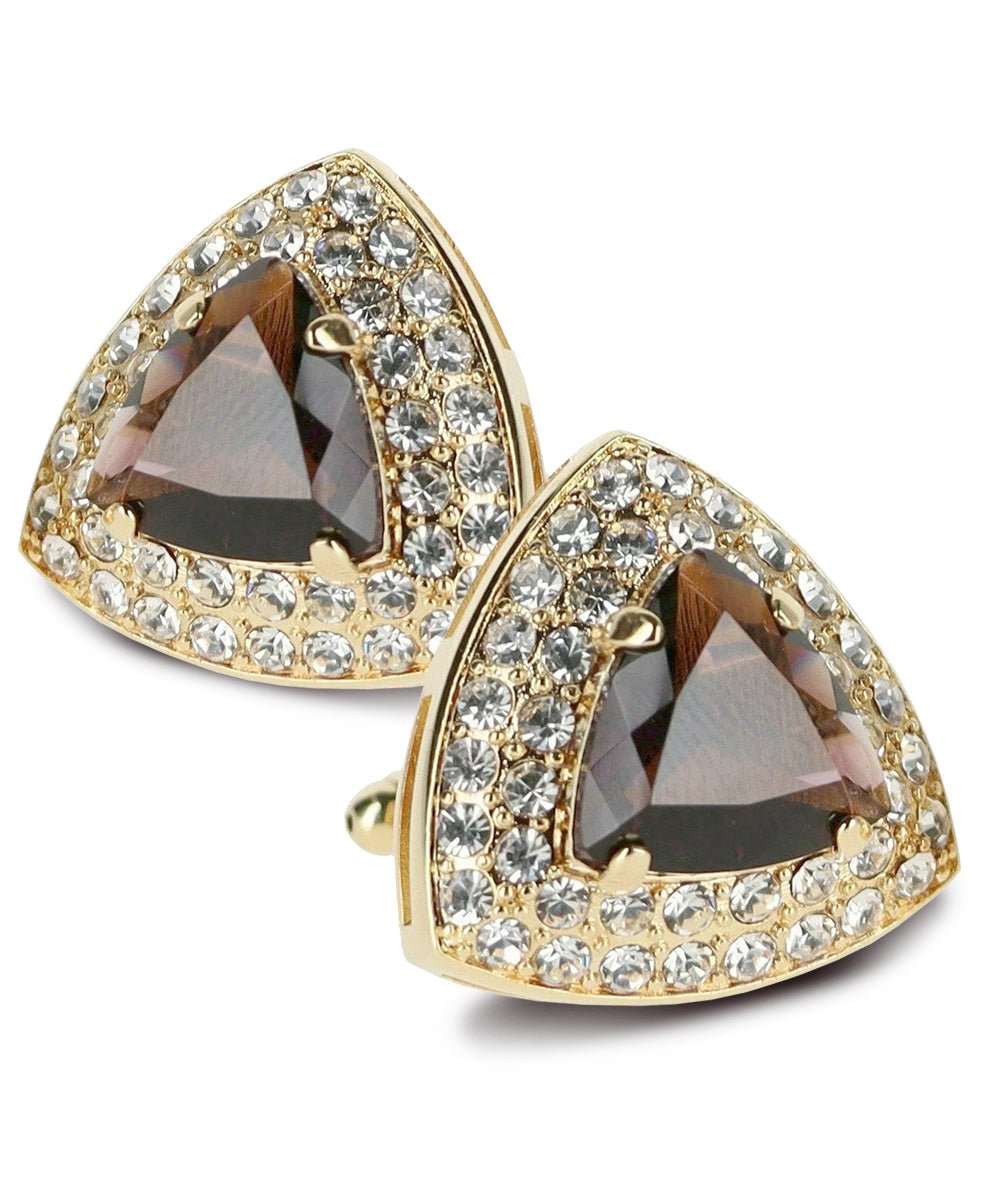 Vittorio Vico Men's Large Triangular Crystal Diamond Set Cufflinks: CL72XX Series - Purple and Gold - Cufflinks - Vittorio Vico
