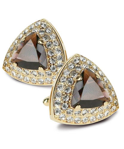 Vittorio Vico Men's Large Triangular Crystal Diamond Set Cufflinks: CL72XX Series - Purple and Gold - Cufflinks - Vittorio Vico