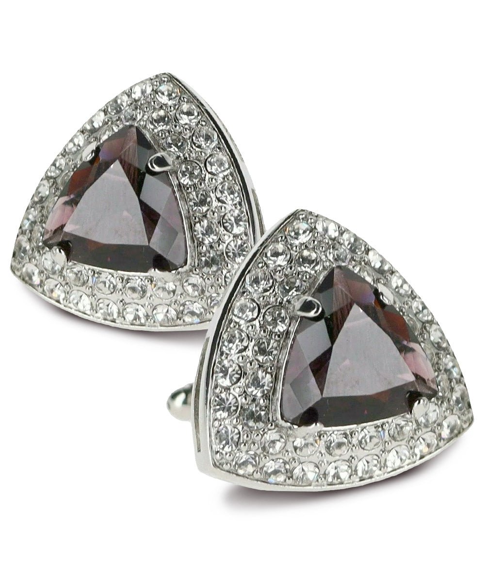 Vittorio Vico Men's Large Triangular Crystal Diamond Set Cufflinks: CL72XX Series - Purple and Silver - Cufflinks - Vittorio Vico