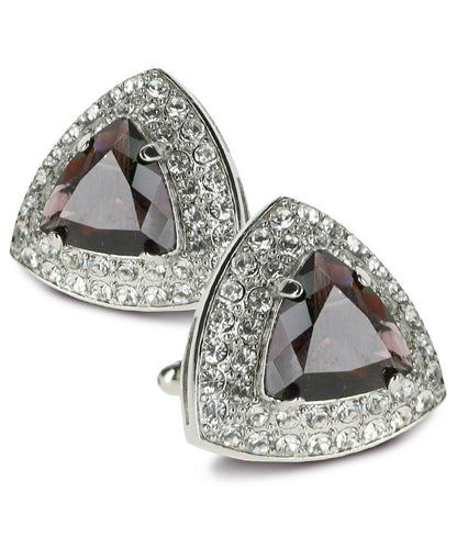 Vittorio Vico Men's Large Triangular Crystal Diamond Set Cufflinks: CL72XX Series - Purple and Silver - Cufflinks - Vittorio Vico