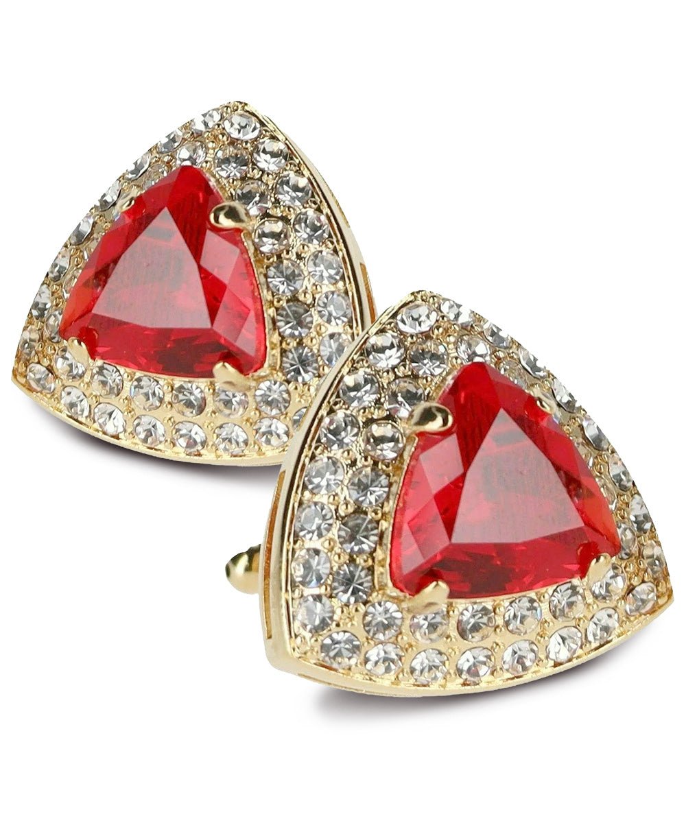 Vittorio Vico Men's Large Triangular Crystal Diamond Set Cufflinks: CL72XX Series - Red and Gold - Cufflinks - Vittorio Vico