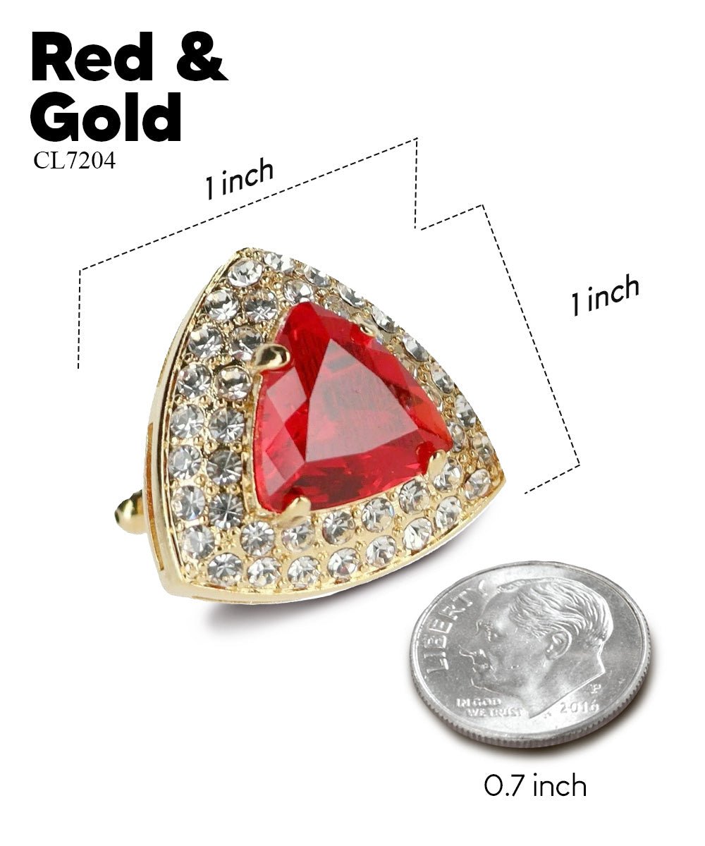 Vittorio Vico Men's Large Triangular Crystal Diamond Set Cufflinks: CL72XX Series - Red and Gold - Cufflinks - Vittorio Vico