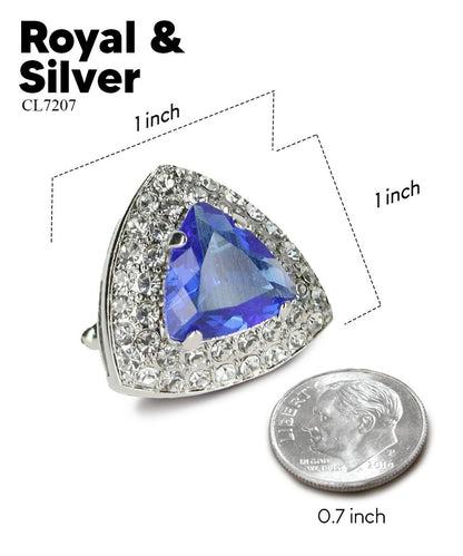 Vittorio Vico Men's Large Triangular Crystal Diamond Set Cufflinks: CL72XX Series - Royal Blue and Silver - Cufflinks - Vittorio Vico
